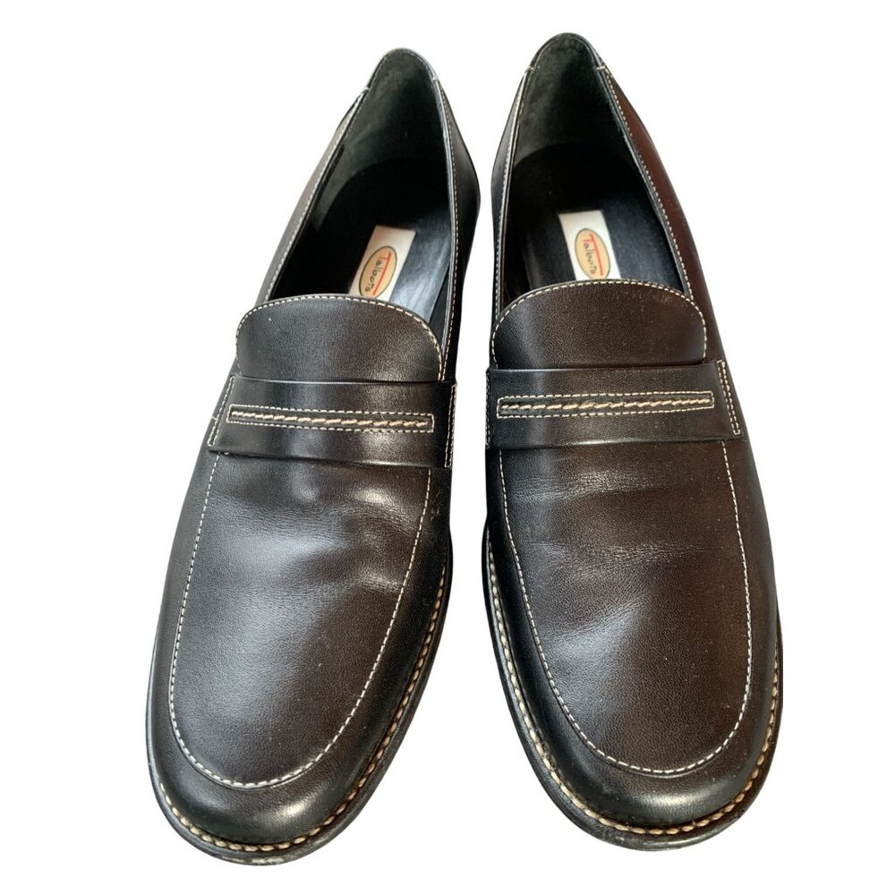 Talbots Womens Black Leather Timeless Career Loafers Size 9.5 Durable Casual Sli